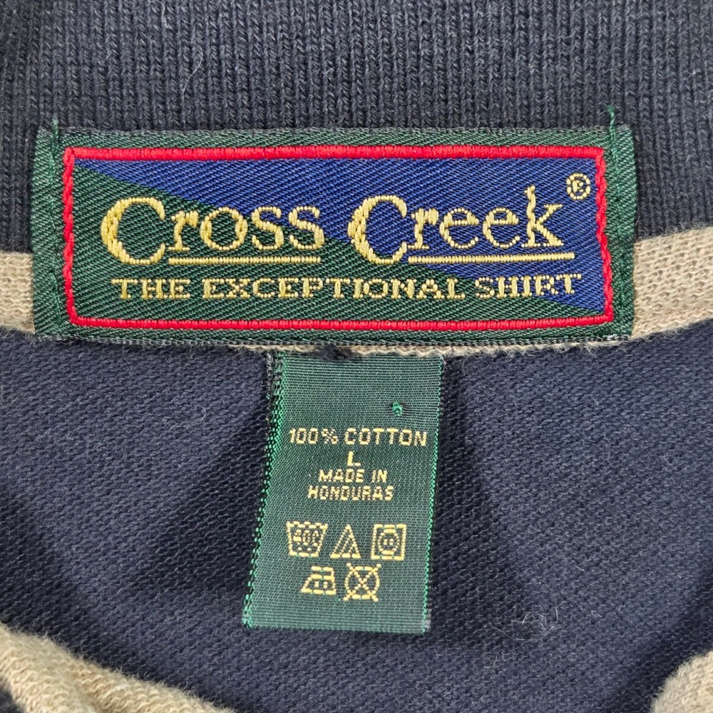 Cross Creek Men Navy Blue Short Sleeve Polo Shirt L Y2k Grunge Punk Skater Baggy - Picture 4 of 5